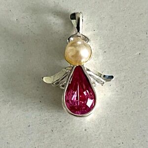 Sterling October Birthstone Angel Charm